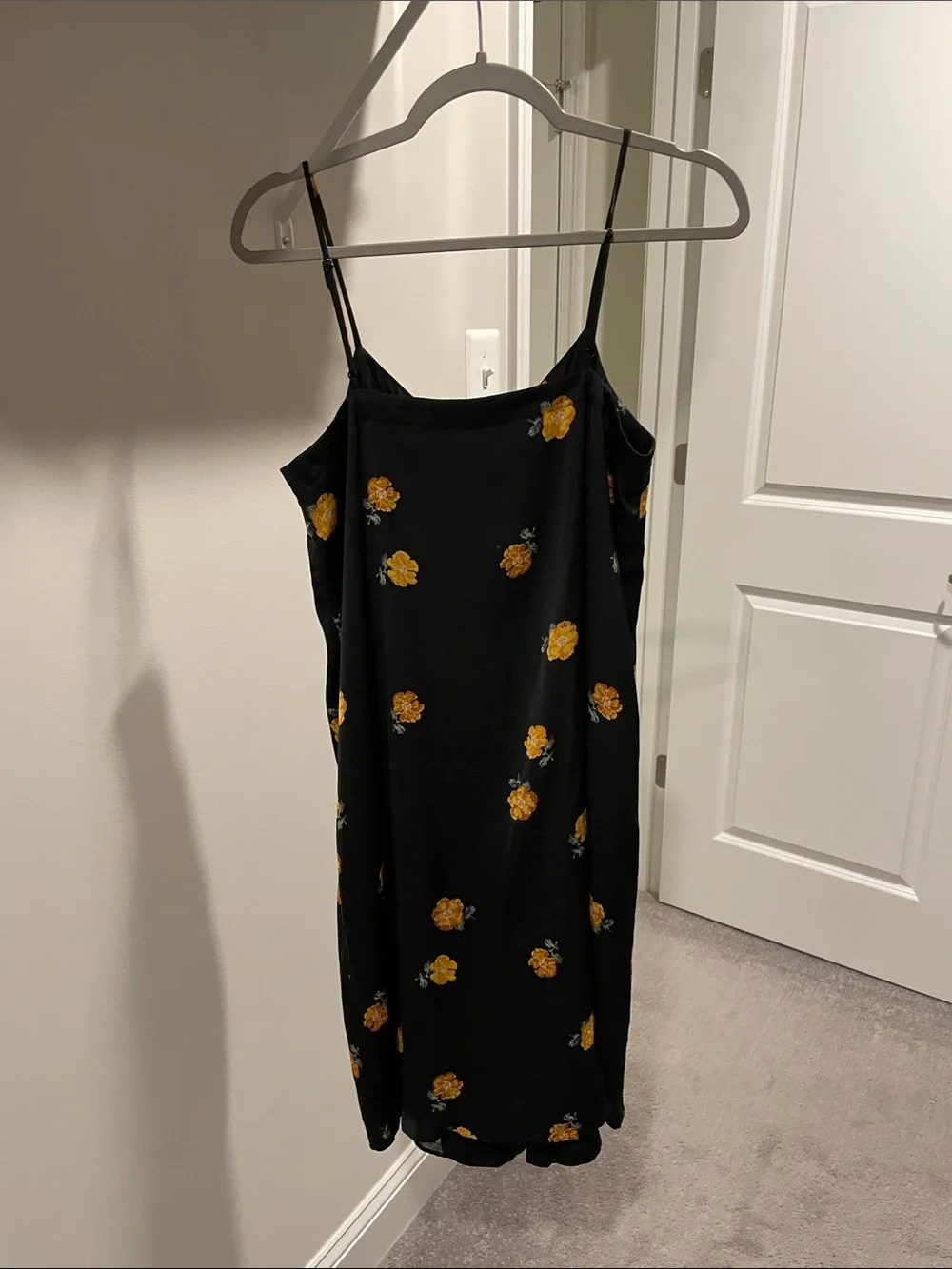 Madewell Black Slip Dress with Yellow Floral Embroidery - Picture 4 of 8